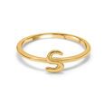 Letter S 14KT Yellow Gold Initial Ring,,hi-res view 3