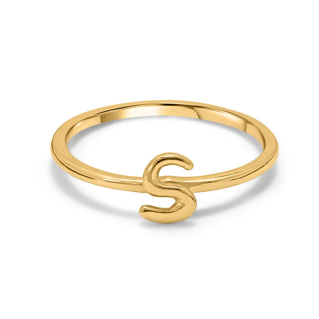 Letter S 14KT Yellow Gold Initial Ring,,hi-res view 3