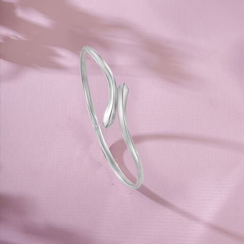 Sleek Contoured Silver Bangle