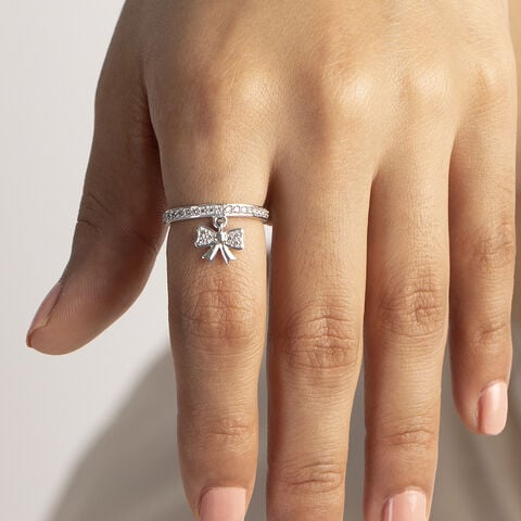 Bling Bow Silver Finger Ring
