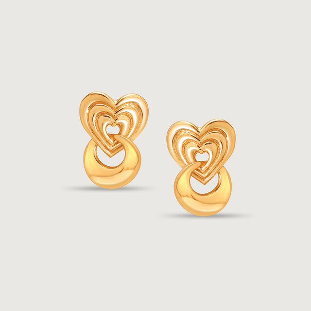 Chic Heart 14KT  Gold Stud Earring,,hi-res image number null