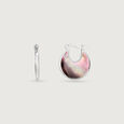 Earthy Dramatic Mother of Pearl Silver Hoop Earrings,,hi-res view 4