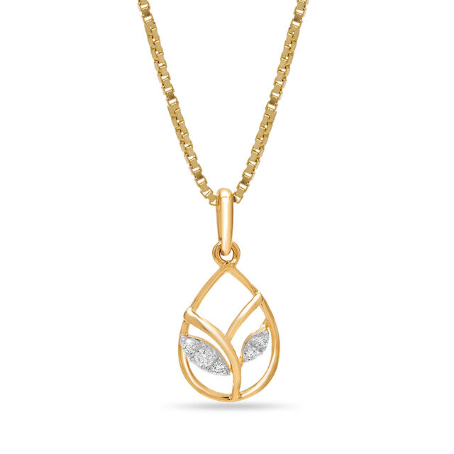 14 KT Yellow Gold Nature's Grace Diamond Pendant,,hi-res image number null