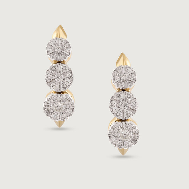 Twist Elegance Gold & Diamond Hoop Earrings,,hi-res image number null