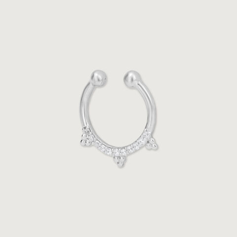 Dainty Halo Silver Septum Ring