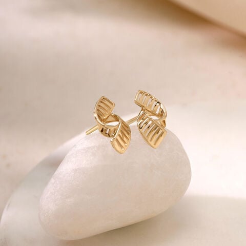 Twisted Rhythm Gold Stud Earrings