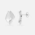 Frosted Petal Silver Studs Earrings,,hi-res view 4