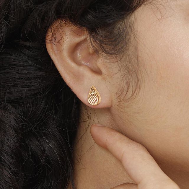 Chic Stripe Gold Stud Earrings,,hi-res image number null