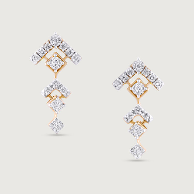 Electric Vibes Gold & Diamond Drop Earrings,,hi-res image number null