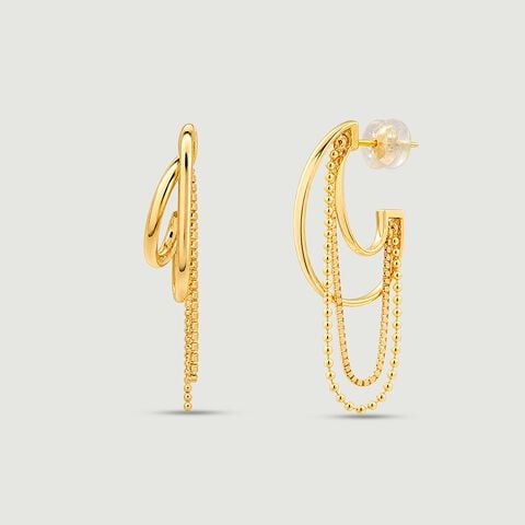 Fluid Cascading Gold Hoop Earrings