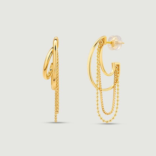 Fluid Cascading Gold Hoop Earrings,,hi-res image number null