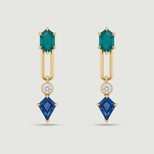 Fresh Geometric Onyx and Topaz Drop Earrings,,hi-res image number null