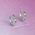 Bold Noir Silver Hoop Earrings,,hi-res view 1