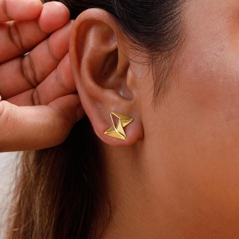 Edgy Prism Gold Stud Earrings