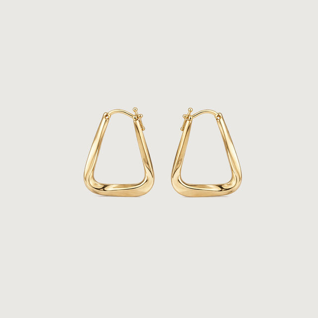 Sculpted Triangle Gold Hoop Earrings,,hi-res image number null