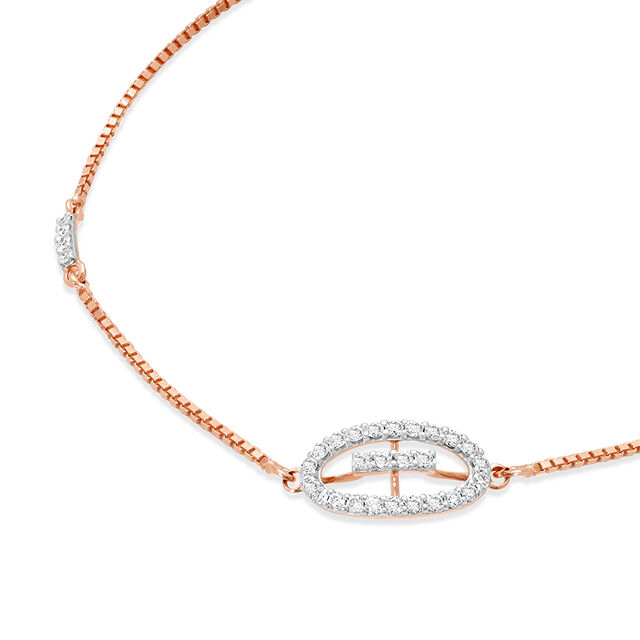 14Kt Rose Gold Unique Oval Diamond Bracelet,,hi-res view 3
