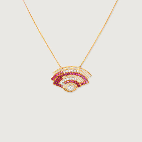 Sunset Fan Sapphires & Diamond Necklace