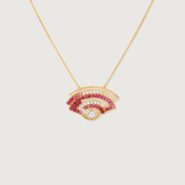 Sunset Fan Sapphires & Diamond Necklace,,hi-res image number null