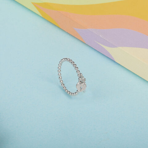 Locked Charm Silver Finger Ring