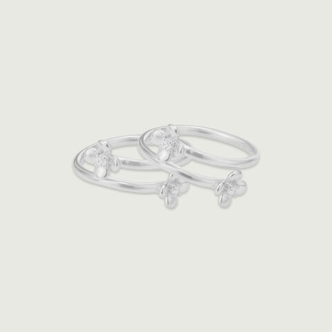 Blooming Bliss Silver Toe Rings