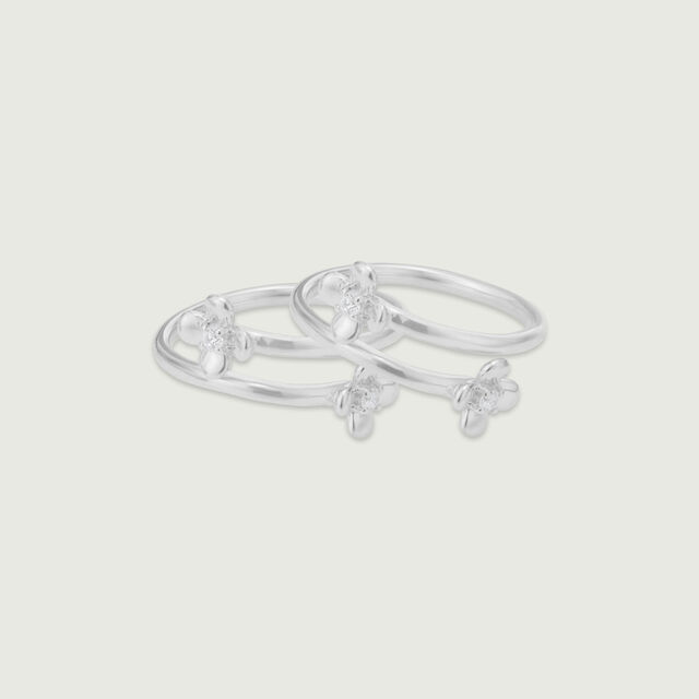Blooming Bliss Silver Toe Rings,,hi-res image number null