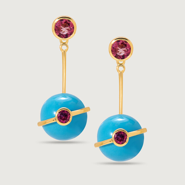 Galactic Glamour 14KT Medium Pink Tourmaline Jacket Drop Earrings,,hi-res image number null