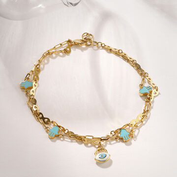 18KT Charmful Hamsa Duo Yellow Gold Bracelet