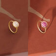 Luminous Sunset Enamel Gold Signet Ring,,hi-res view 1