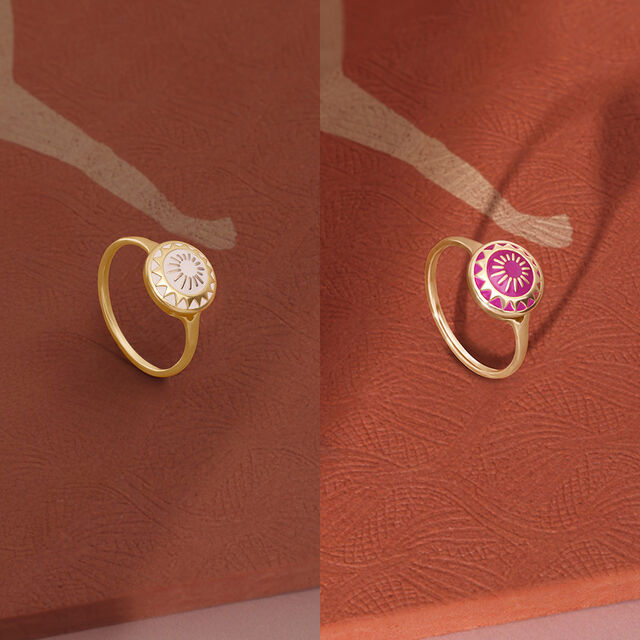Luminous Sunset Enamel Gold Signet Ring,,hi-res image number null