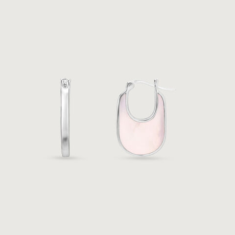 Soft Contemporary Mother of Pearl Silver Hoop Earrings