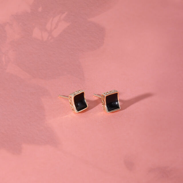14KT Gleaming Onyx Stud Earrings,,hi-res image number null