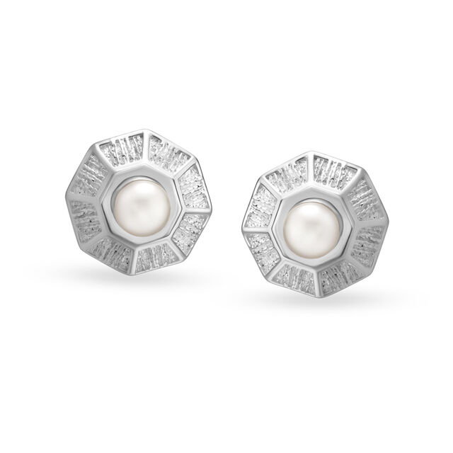 Luminescent Shield Silver Stud Earrings,,hi-res image number null
