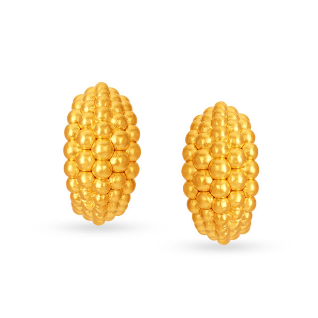 22 KT Yellow Gold Beaded Stud Earrings,,hi-res view 1