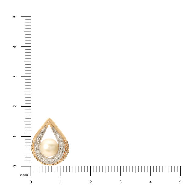 14KT Yellow Gold Diamond And Pearl Pendant With Teardrop Design,,hi-res view 4