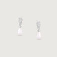 Pearl Drip Silver Drop Earrings,,hi-res view 3
