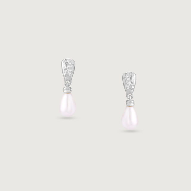 Pearl Drip Silver Drop Earrings,,hi-res image number null