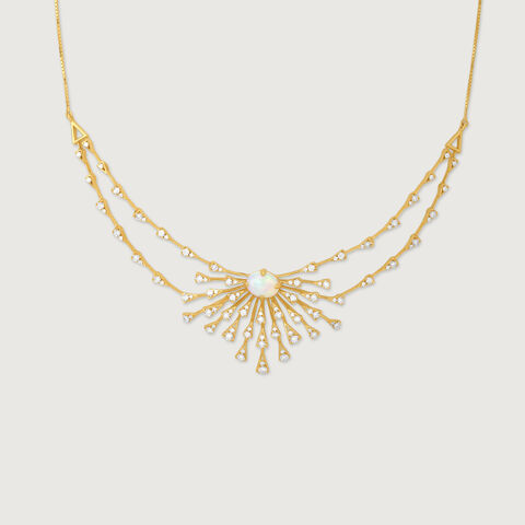 Opal Sunburst Diamond Necklace