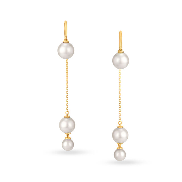 Pearl-Entwine Yellow Gold Drop Earrings,,hi-res image number null