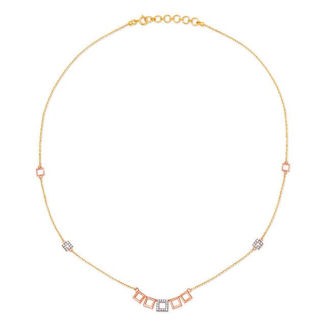 14kt Yellow and Rose Gold Diamond Necklace,,hi-res image number null