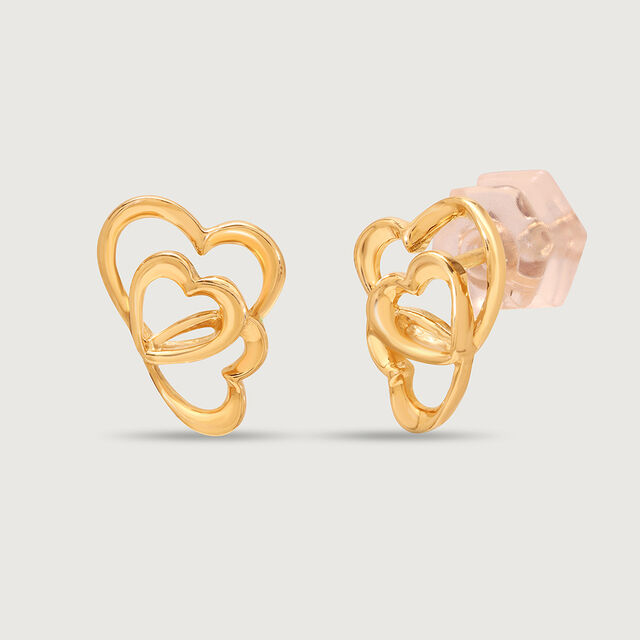 Cupid Edit Hearts Symphony 14KT Pure Gold Stud Earrings,,hi-res view 4