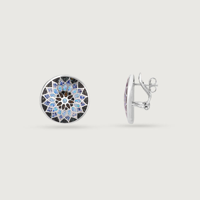 Mosaic Shine Silver Stud Earrings,,hi-res image number null