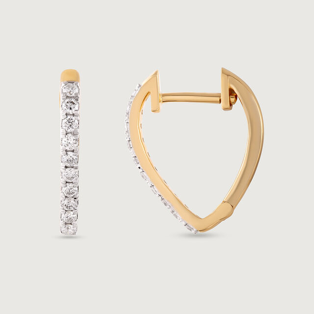 Sleek Edgy Gold & Diamond Hoop Earrings,,hi-res image number null