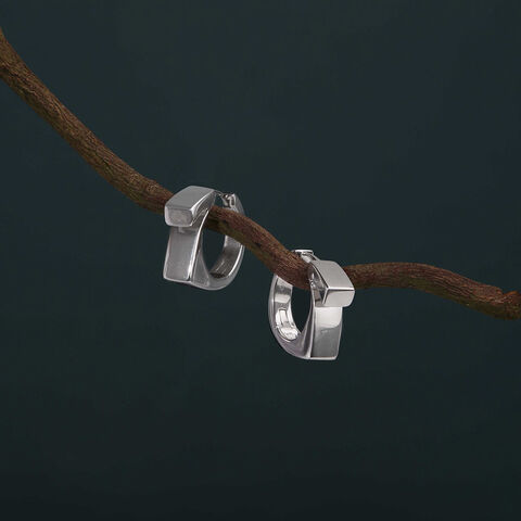 Bold Geometric Silver Hoop Earrings
