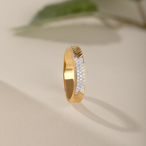 Bold Chevrons Gold & Diamond Finger Ring for Men