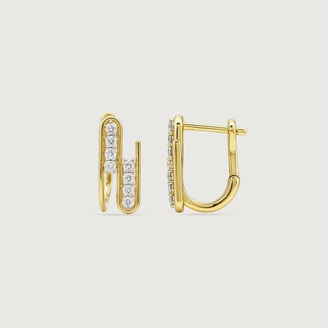 Sleek Parallel Diamond Hoop Earrings