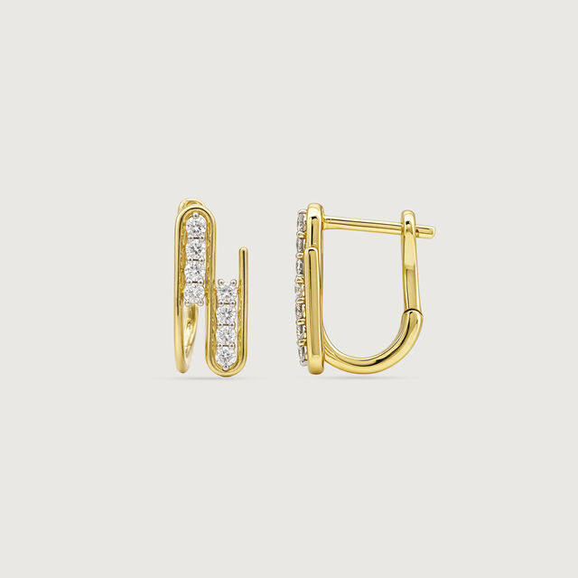 Sleek Parallel Diamond Hoop Earrings,,hi-res image number null
