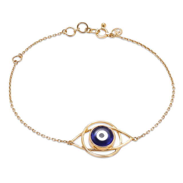 14KT Yellow Gold Geometric Evil Eye Bracelet,,hi-res image number null