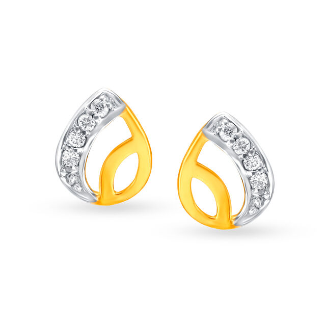 Delicate 18 Karat Yellow Gold And Diamond Studs,,hi-res view 1