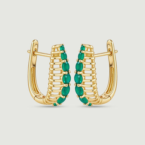 Fresh Graduated Green Onyx Hoop Earrings