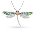 Silver Dragonfly Brooch With Splendid Blue Green Stones,,hi-res view 1